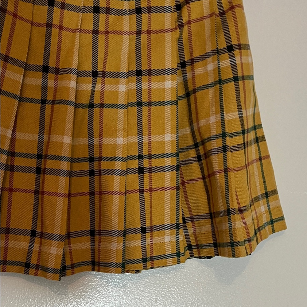 Forever 21 Yellow Plaid Skater Skirt pleated Small - Picture 3 of 5